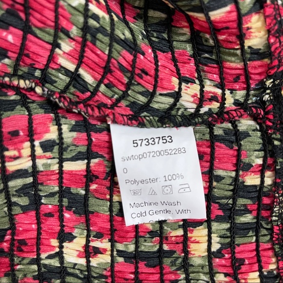SHEIN Floral Print Smocked Shirred One Shoulder Multicolor Crop Top Size XL - Picture 4 of 4